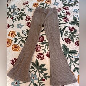 Lulus Ribbed Knit Flare Pants XS – Taupe Lounge Pants – Minor Stains, Priced Low